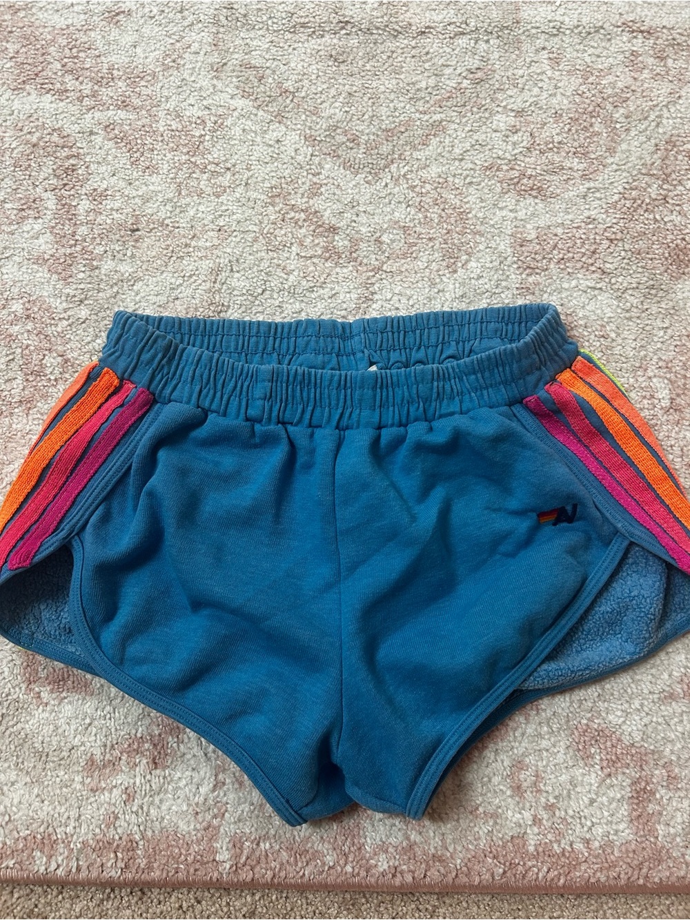 Aviator Nation Blue  Shorts with Neon Side Stripes